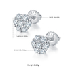 Round Plum Blossom S925 Silver Ear Nail with Thread Moissanite Grade D 0.84CT 1